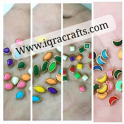 1 Pack Acrylic Kundan Stones, Squre/Drop/Eye for Embroidery, Aari work, Jewel making, Art works and Crafts