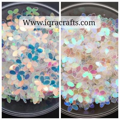 10 Gm Flower Shape, Loose Sequins in Transparent & White Multicolor Color