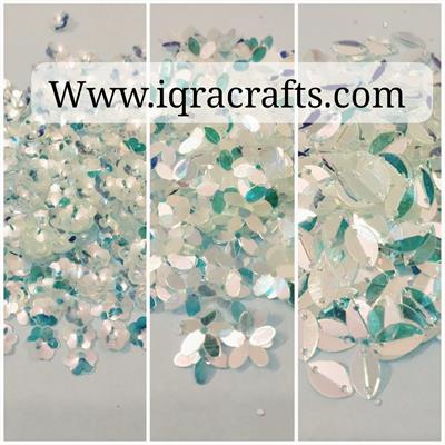 10 Gm Flower and Boat Shapes loose Sequins in white multicolor color