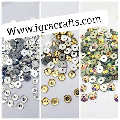 100 Pcs Crystal Acrylic Sew On Rhinestones Tiny Flatback Sewing Beads 5mm Silver,Gold & Multicoor
