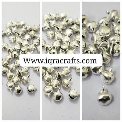 50 Pcs Silver Ghungroo Beads Mini Jingle Beads 6mm/8mm/10mm