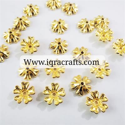 10 gm Golden flowers beads With Holes, 15mm DIY Crafts