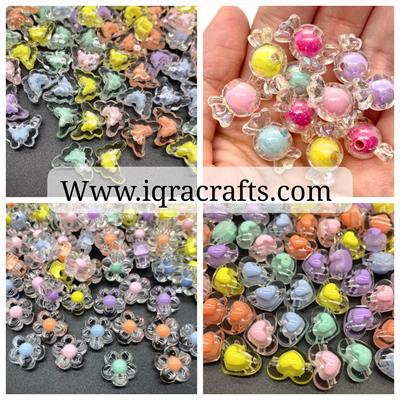 10 gm Acrylic Beads Multicolor Plastic for Making DIY Craft In Various Shapes