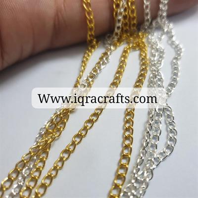 2 Meter Gold & Silver Chains For Making Crafts Jewellery Sets