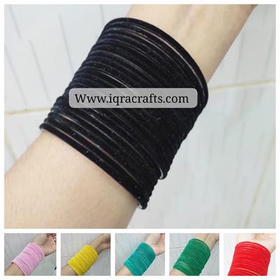 2.25 Size  Glass Bangles Covered With Velvet 3 Dozens 