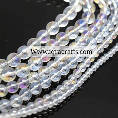  100 Pcs Smooth Round Glass Beads For Crafts Making White Multicolor