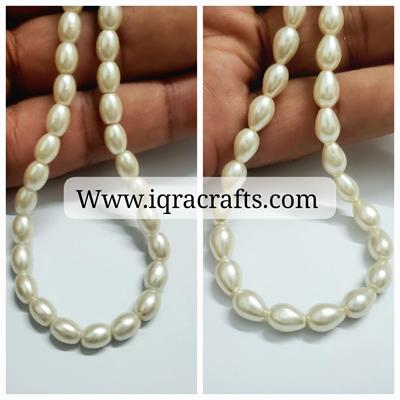 80 Plus Pcs White Oval and Drop Pearls Beads For Clothes Decoration Crafts Oval6mm/Drop 8mm