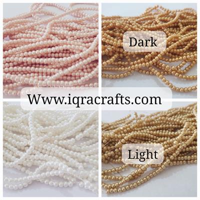 Buy 1 Get 1 Free 100 Plus Pcs Round Beads 4mm white, Gold, Skin & Pink Color Craft Sets