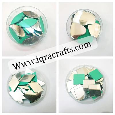 48 Pcs (12 Pcs Each) eye, Square & Diamonds, heart Shape DIY Big Craft Mirrors