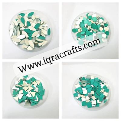 200 Pcs (50 Pcs Each) Square & Leaf, round & triangle Shape DIY Small Craft Mirrors