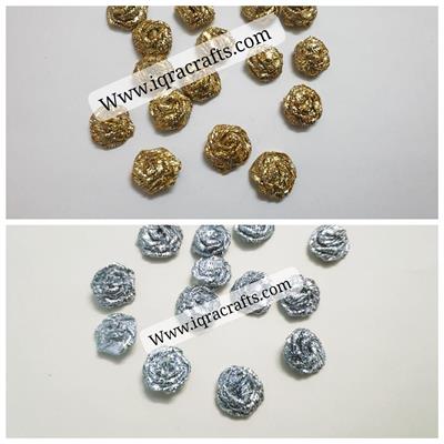 12 Pcs Embroiderymaterial Gota Patti Flowers Appliques Patches for Embroidery Decoration Rose 1.3 cm