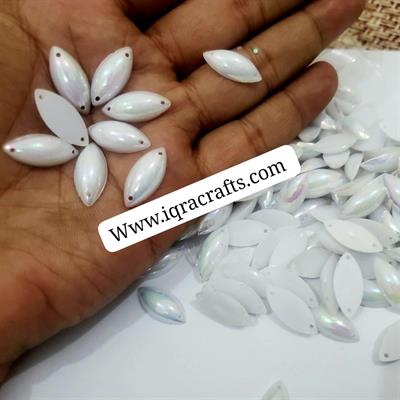 25 Pcs White Eye, Resin Flat Back Ser For Clothes Decoration Crafts (20mmx9mm)