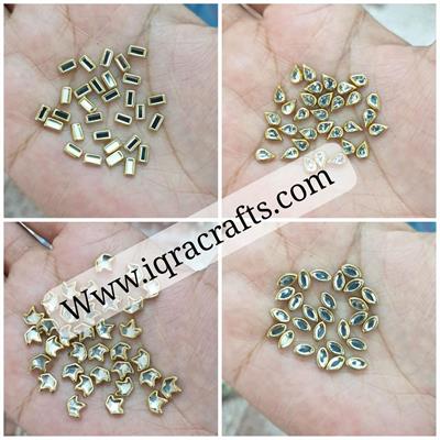 60 Pcs Tiny Rectangular Shape Kundan Stones for Embroidery, Craft and Jewellery Making (2mmx5 mm)