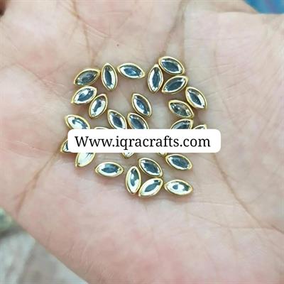 60 Pcs Tiny Rectangular Shape Kundan Stones for Embroidery, Craft and Jewellery Making (2mmx5 mm)
