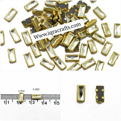 50 Pcs, Real Kundan Beads DIY Sewing Jewelry Decoration, Rectangular Shape