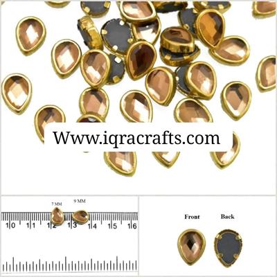 30 Pcs Kundan Stone for Embroidery, Craft and Jewellery Making (Teardrop Shape, 7MM,)