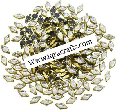 100 Pcs, Real Kundan Beads DIY Sewing Jewelry Decoration, Rhombus Shape