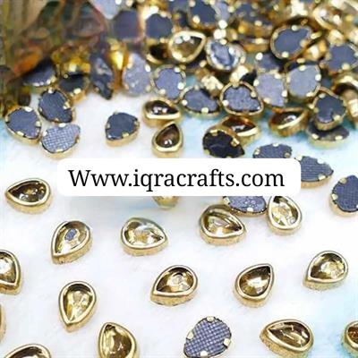 50 Tear Drop Shape White Color Flatback Crystal Kundan Stone (6x4mm)