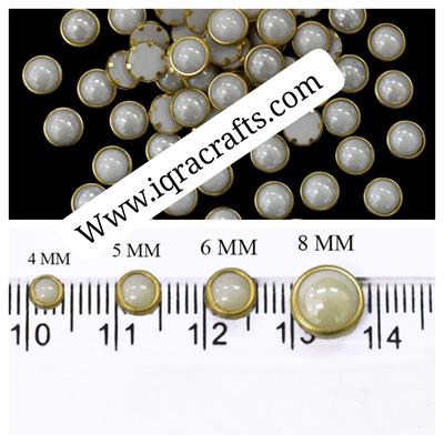 10 gm White Real Kundan 6MM Beads DIY Sewing Jewelry Decoration, Round Shape 