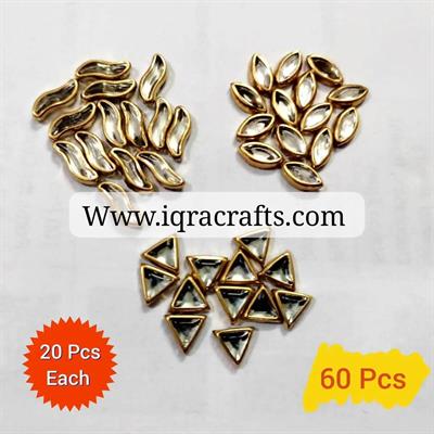 60 Pcs Real Kundan Beads DIY Sewing Jewelry Decoration