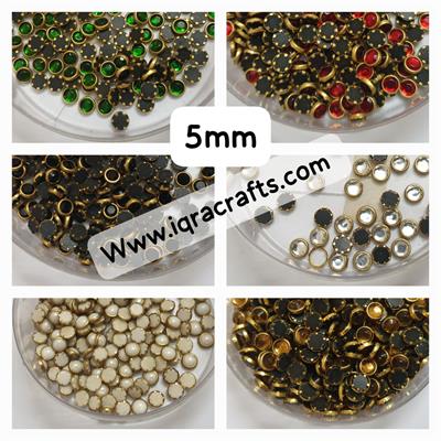 1 tola 5mm Real Kundan Beads DIY Sewing Jewelry Decoration, Round Shape 