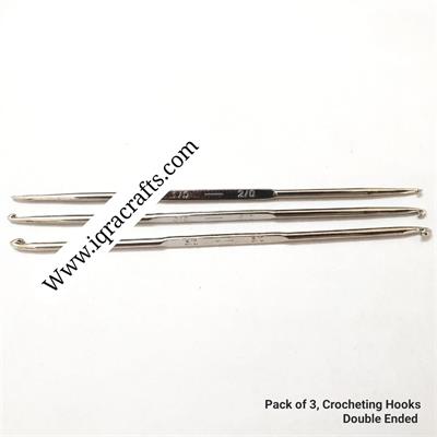 3 Pcs Double Ended Hook Steel Handle Crochet Hooks Sizes,