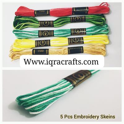 5 Pc Multicolored Cross Stitch thread  Skeins