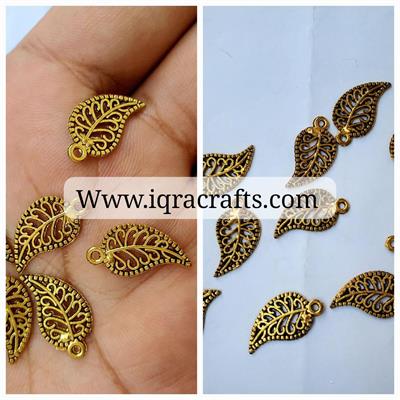 5 Pcs Golden Acylic Tassel making End Caps Crafts DIY Arts Making Metal 18mm Leaf
