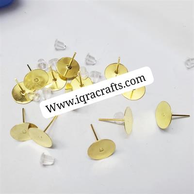 10 Pcs Stud, Iron Flat Earring Earrings Post Stud Jewelry Making Findings Accessories 1cm