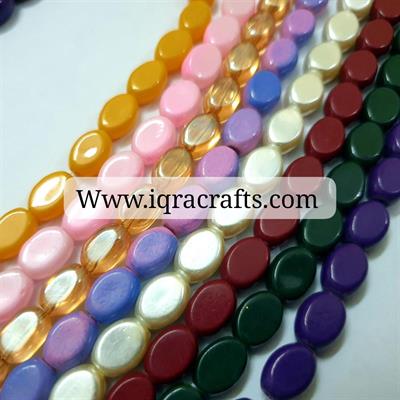  50 Pc Flat Oval Beads DIY, Art Craft In various Colors