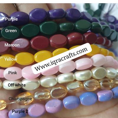  50 Pc Flat Oval Beads DIY, Art Craft In various Colors