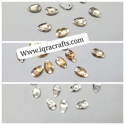 24 Pcs , Drop Crystal Beads, Crafts DIY in Silver/Gold/ Pale Gold 10mm