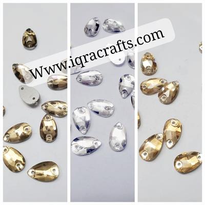 20 Pcs , Drop Crystal Beads, Crafts DIY in Silver/Gold/Smoke 12mm