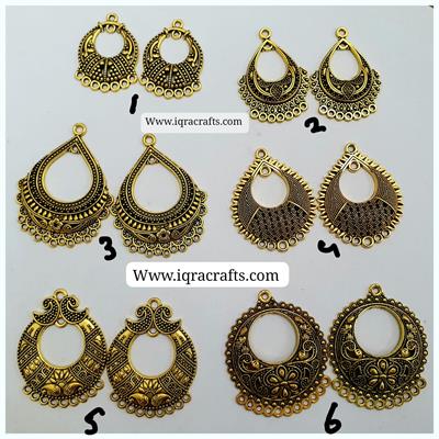1 Pairs (2 pcs) Gold Jhumka Earrings base Jewelry Findings