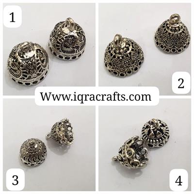 1 Pairs (2 pcs) Silver Jhumka Earrings base Jewelry Findings