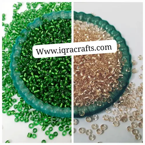 Pack of 2 Tola glass pony beads & 4mmPony Beads In RoseGold 4mm
