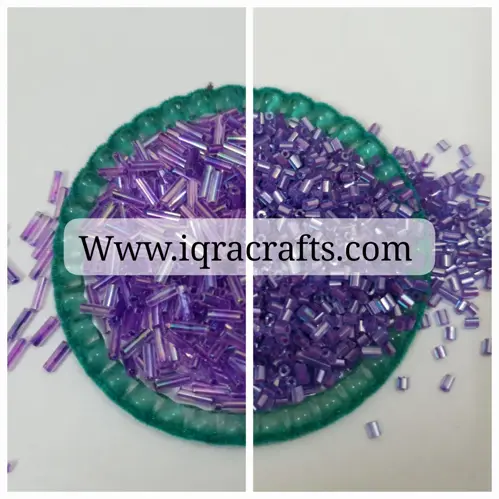 20gm glass pony beads & 6mm Pipe glass beads In Purple DIY, Crafts