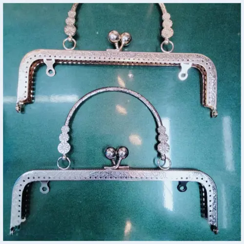 1 Pcs Metal Gold Embossed Bag Handle Purse Frame 