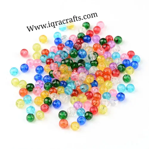 20 gm Assorted 8mm Cracked Bead Clear Crackle Beads Assortment