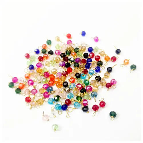 10gm Faceted Glass Charms Mixed Colors Teardrop Crystal Charms, 4mm
