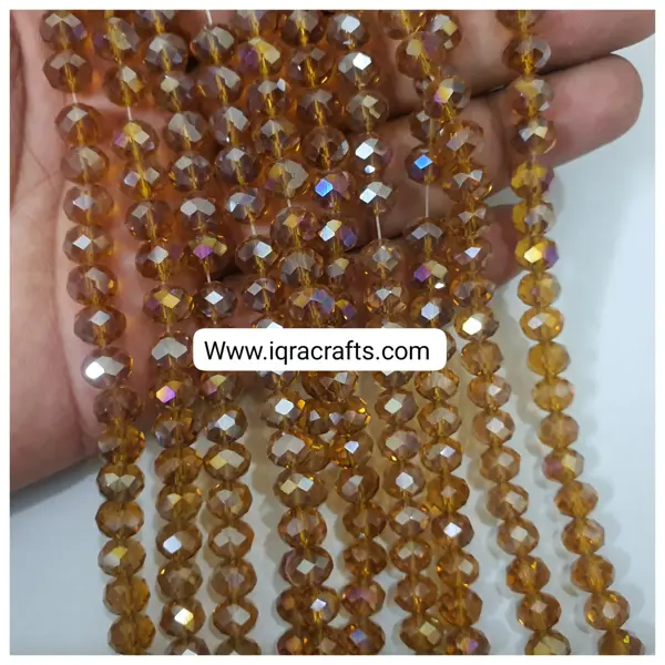 1 Lari 60 Plus Pcs, Faceted Rondell Crystal Glass Beads Craft Sets 8mm DIY Crafts