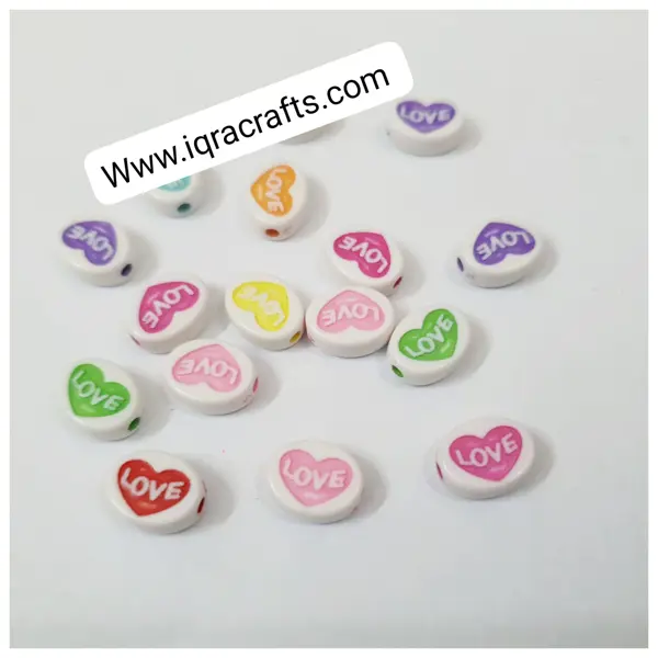 20 Pcs Acrylic Heart Shape Letter Beads Size (12x8 mm)