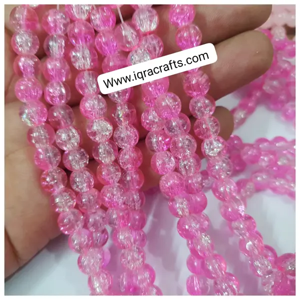 1 Strings Crack Beads 8mm Round - Pastel Salmon - 1 String 45 Plus Glass