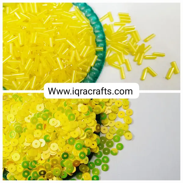 Pack of 2 Tola (1 tola each) glass pipe beads & 4mm Disc Sequins