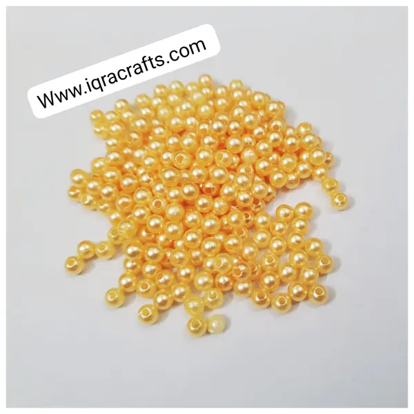 15 gm Round Beads Craft Sets DIY Findins 6mm & 4mm Light Yellow Color
