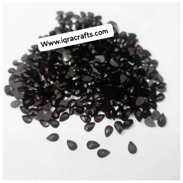 300 Pcs Shiny Drop Kundan Beads DIY Sewing Craft Sets 6x4 Resins Black Brown