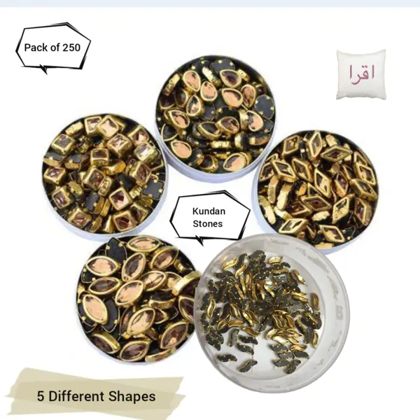 250 Pcs Round Shape Kundan Stone in Flat Back Mount/Kundan Beads for decoration