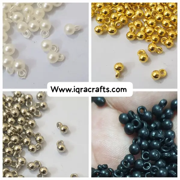 1 Tola Gold & Silver Beads with Hanging Ball Pendant Crafst Accessories DIY 6/4mm