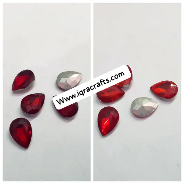 12 Pcs White Colorful Tear Drop Glass Sew On Rhienstones  Crystal ( 15x10mm )