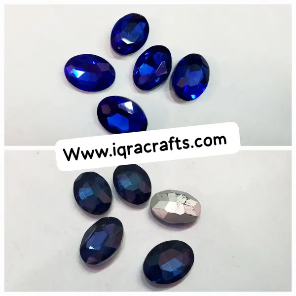 6 Pcs Colorful Oval Glass Sew On Rhienstones with Golden Base Crystal Clipstones 